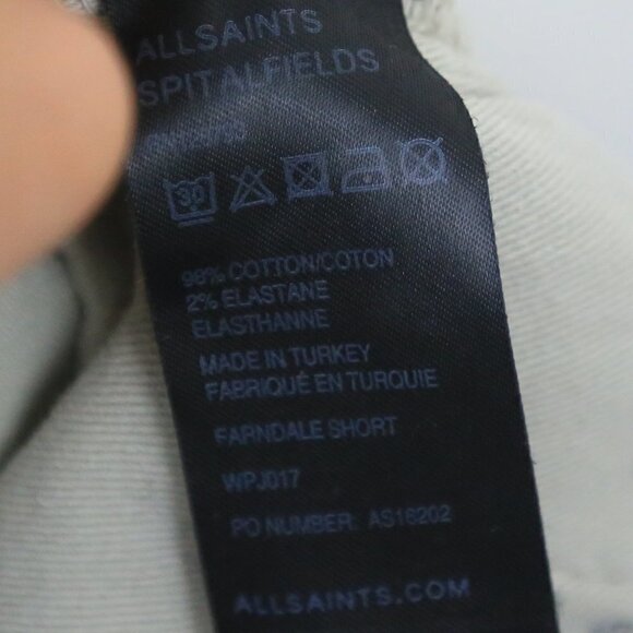 All Saints Spitalfield Farndale White Lowrise Short Cotton Shorts Size 10 - Picture 3 of 6